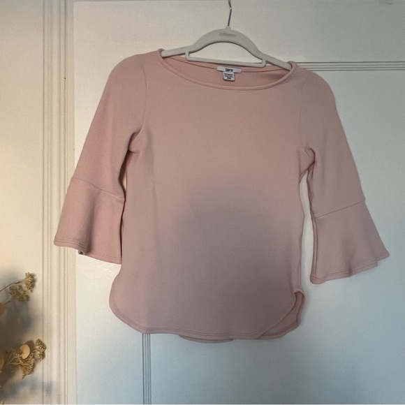 Bar III Blush Peony Pink Boat Neck Blouse with Flutter Sleeves XXS EUC - Picture 1 of 4